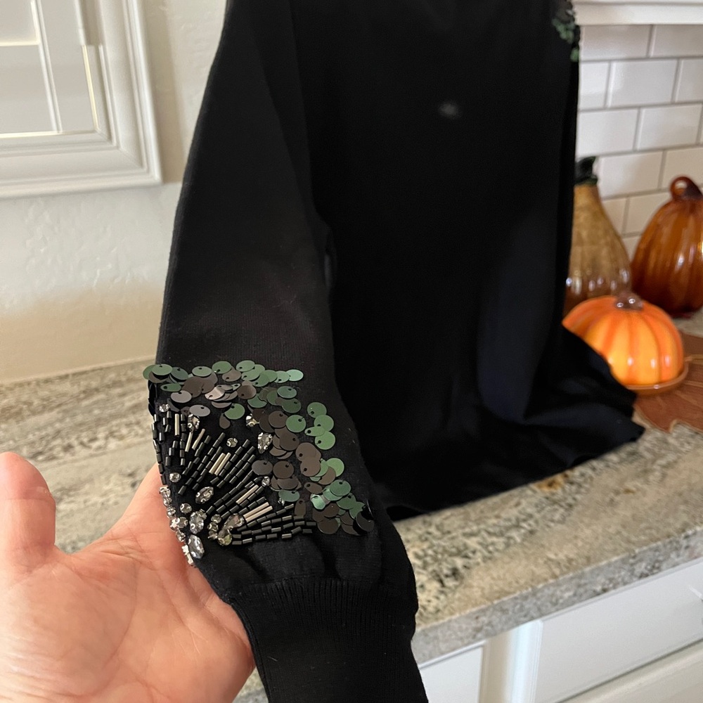 BNT Chicos size 2 sweater pullover black ready for holidays - Picture 7 of 11